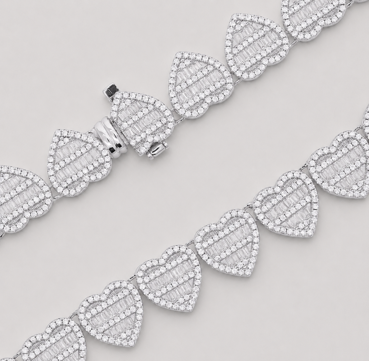 INFINITE HEART BAGUETTE CHAIN – WHITE GOLD