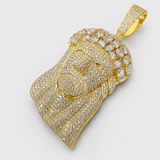 VVS1 3 CUT FULLY FLOODED JESUS PENDANT – YELLOW GOLD