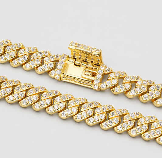 6MM MOON ROCK SETTING CUBAN BRACELET – YELLOW GOLD