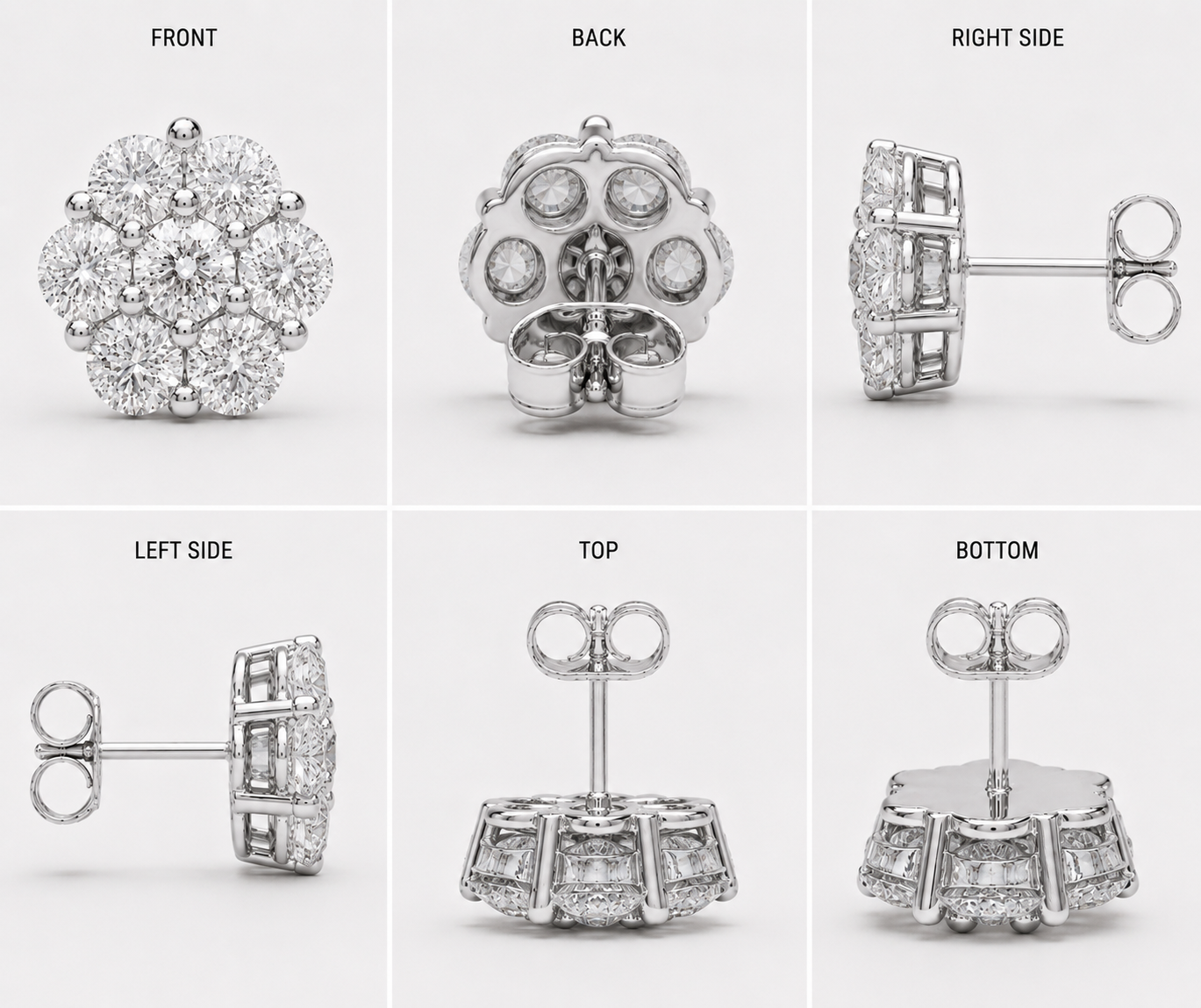 9MM HONEY COMB EARRINGS (WHITE GOLD)