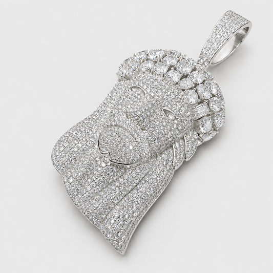 VVS1 3 CUT FULLY FLOODED JESUS PENDANT – WHITE GOLD