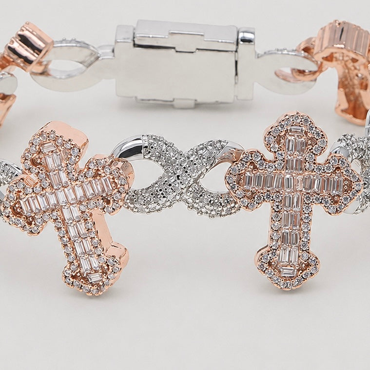 ETERNAL CROSS BRACELET – ROSE GOLD/WHITE GOLD