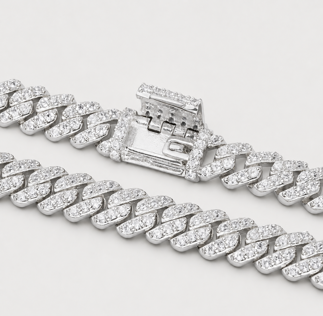 6MM MOON ROCK SETTING CUBAN BRACELET – WHITE GOLD