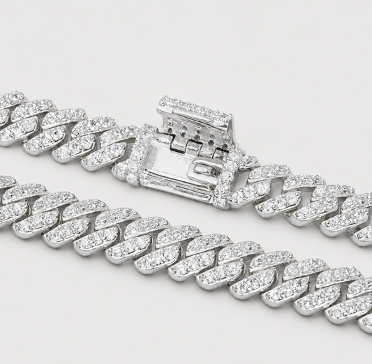 6MM MOON ROCK SETTING CUBAN BRACELET – WHITE GOLD