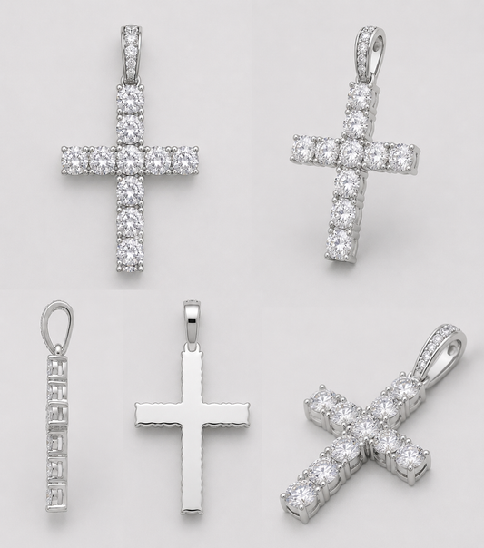 VVS CROSS PENDANT SOLITAIRE CUTS (WHITE GOLD)