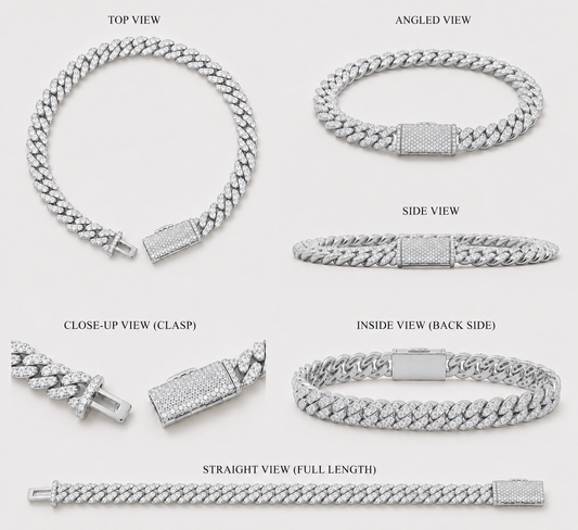 6MM VVS1 PAVE SETTING CUBAN BRACELET - WHITE GOLD