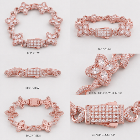 FLORAL BAGUETTE BRACELET (ROSE GOLD)