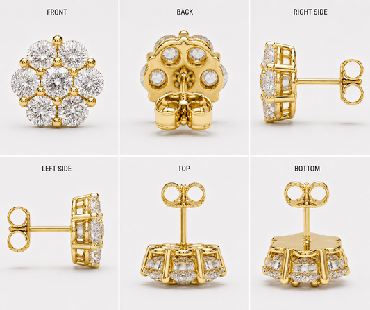 9MM HONEY COMB EARRINGS (YELLOW GOLD)