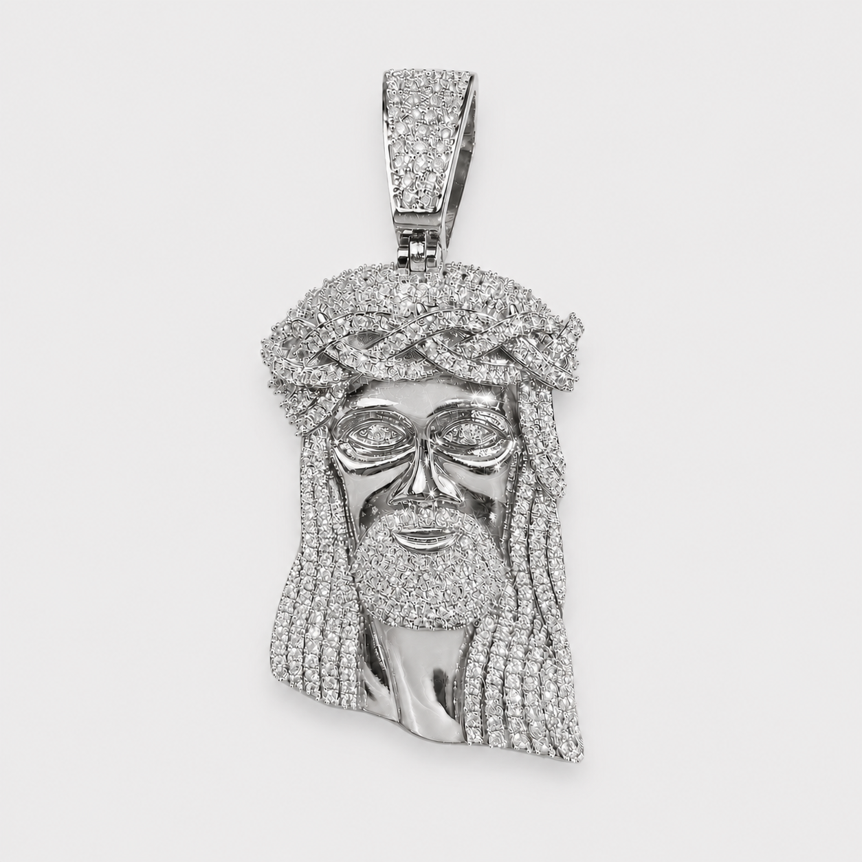 CROWNED JESUS PENDANT (WHITE GOLD)