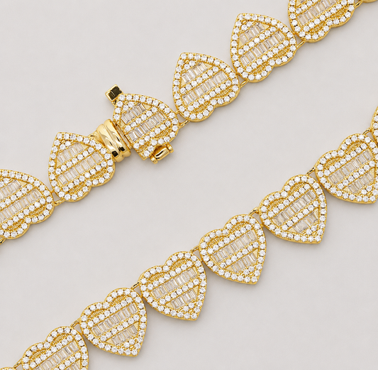 INFINITE HEART BAGUETTE CHAIN – YELLOW GOLD