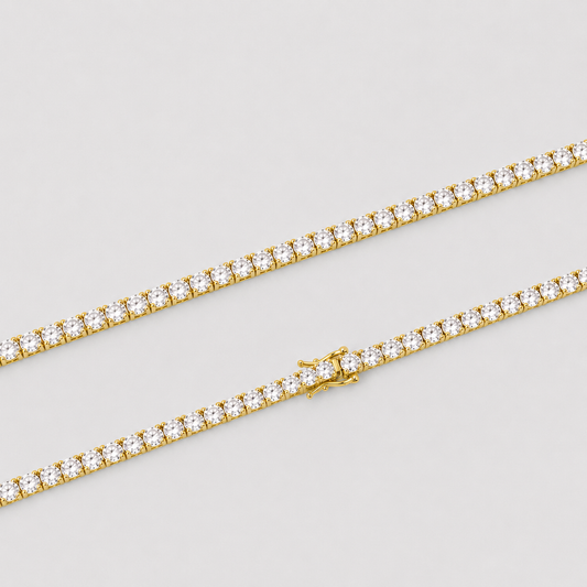 4MM VVS1 TENNIS CHAIN - YELLOW GOLD
