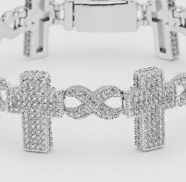 INFINITY CROSS LINK BRACELET – WHITE GOLD
