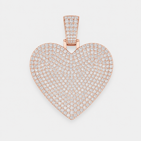 VVS1 PAVE SETTING HEART PENDANT – ROSE, YELLOW GOLD