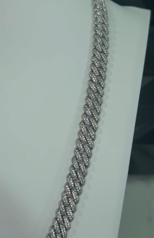 10MM MOON ROCK CUBAN CHAIN – WHITE GOLD