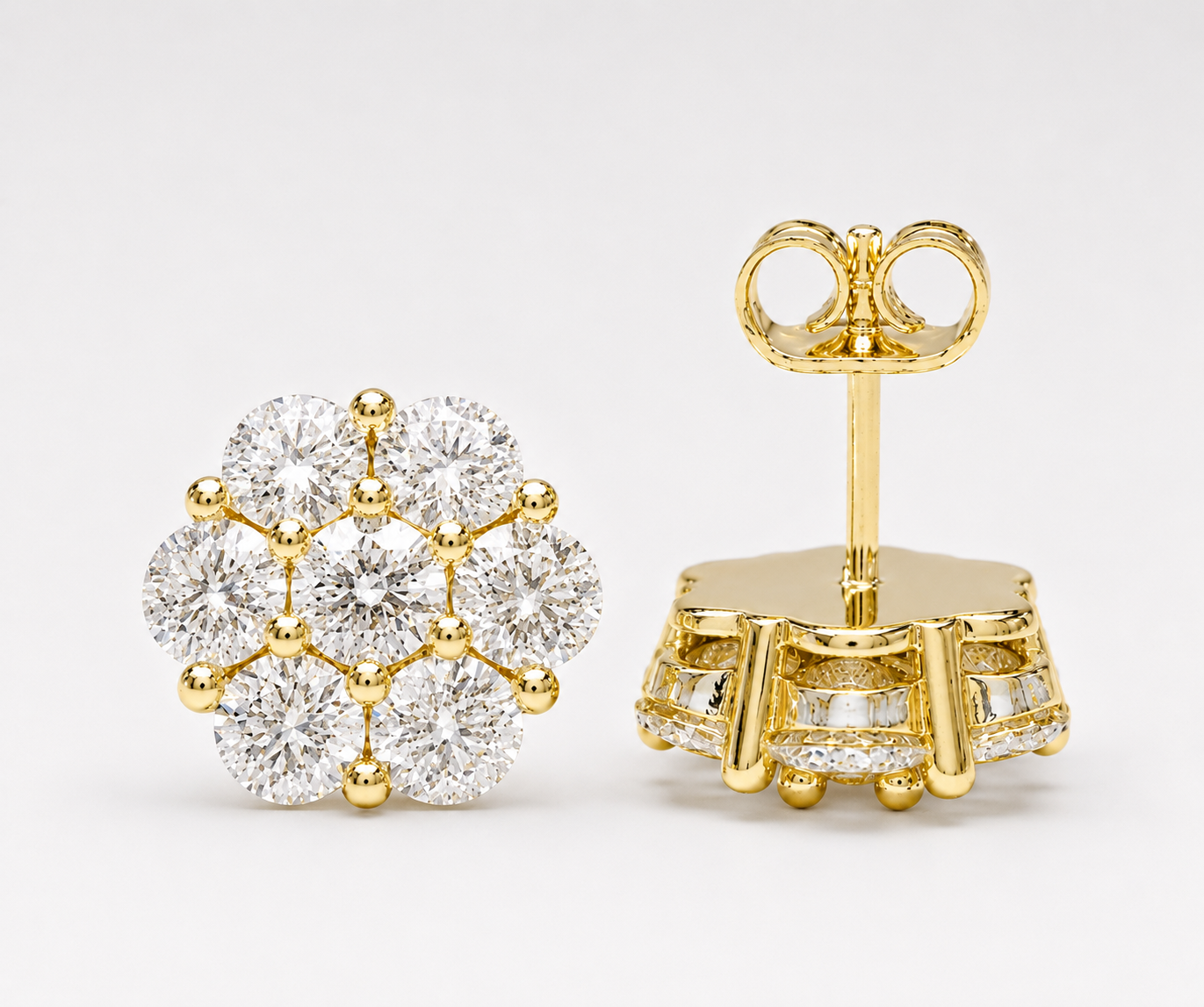 9MM HONEY COMB EARRINGS (YELLOW GOLD)