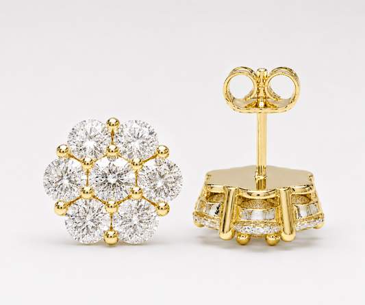 9MM HONEY COMB EARRINGS (YELLOW GOLD)