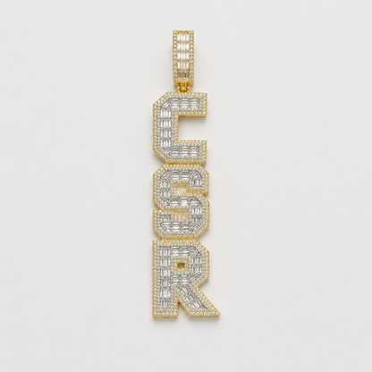 FULLY FLOODED ICED CUSTOM STACK PENDANT (ROSE, WHITE, YELLOW GOLD)