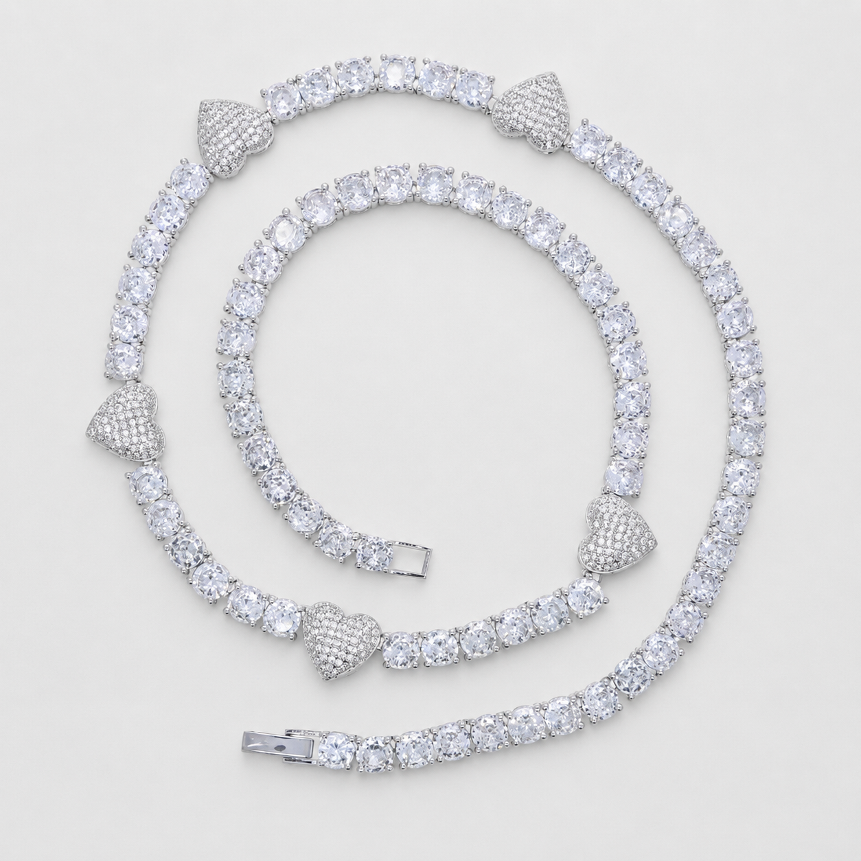 5MM TENNIS HEART CHAIN – WHITE GOLD