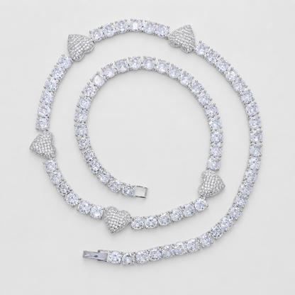 5MM TENNIS HEART CHAIN – WHITE GOLD