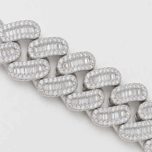 15MM CHANDELIER CUT CUBAN - WHITE GOLD