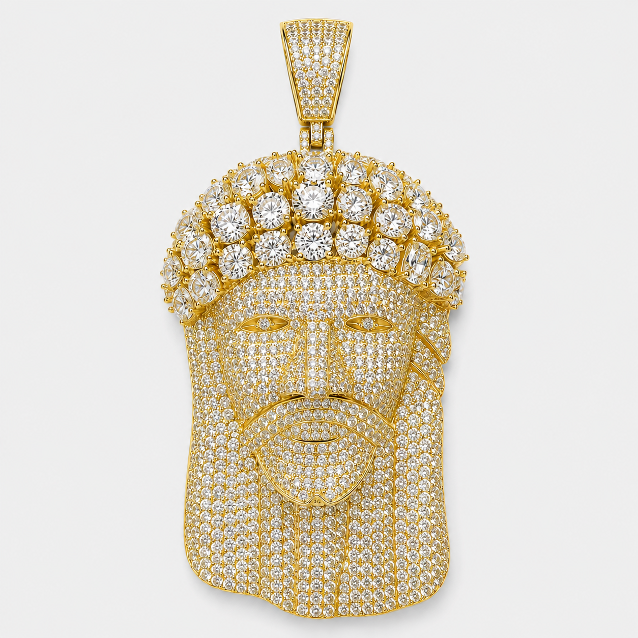 VVS1 3 CUT FULLY FLOODED JESUS PENDANT – YELLOW GOLD
