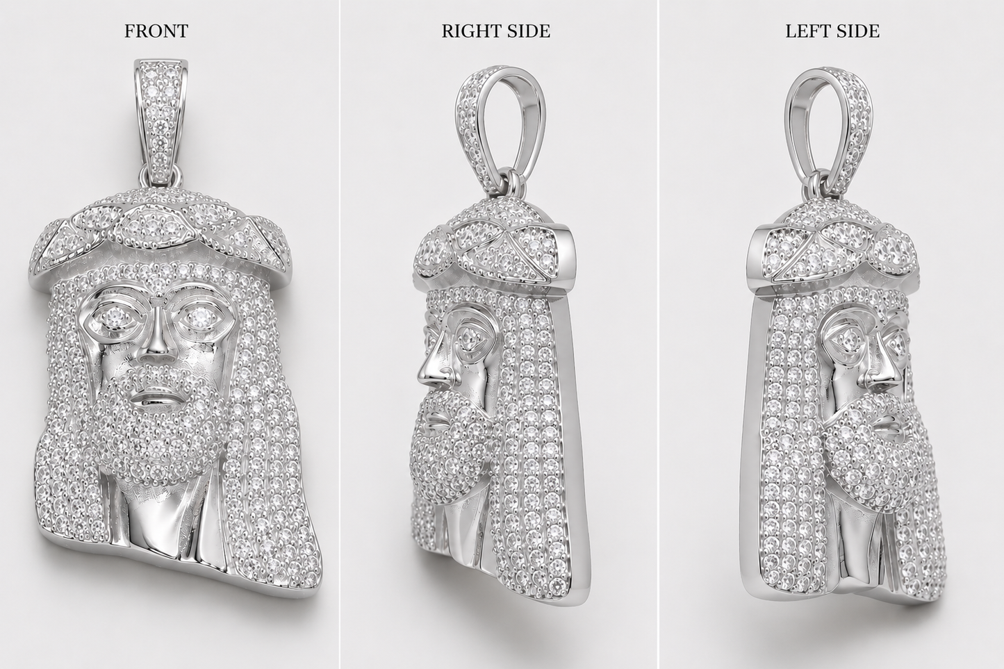 VVS1 PAVE SETTING JESUS PENDANT - ROSE, WHITE, YELLOW GOLD