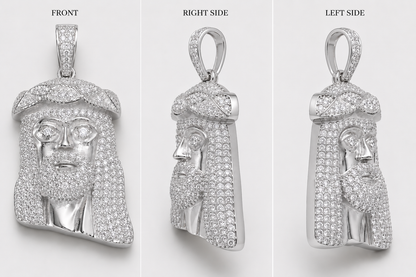 VVS1 PAVE SETTING JESUS PENDANT - ROSE, WHITE, YELLOW GOLD