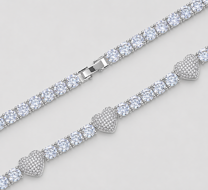 5MM TENNIS HEART CHAIN – WHITE GOLD