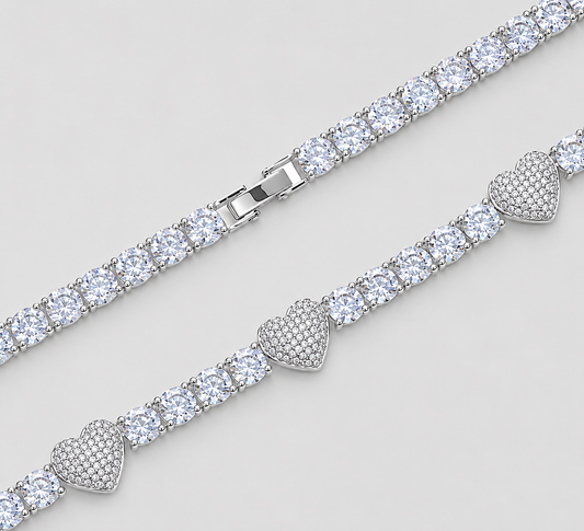 5MM TENNIS HEART CHAIN – WHITE GOLD