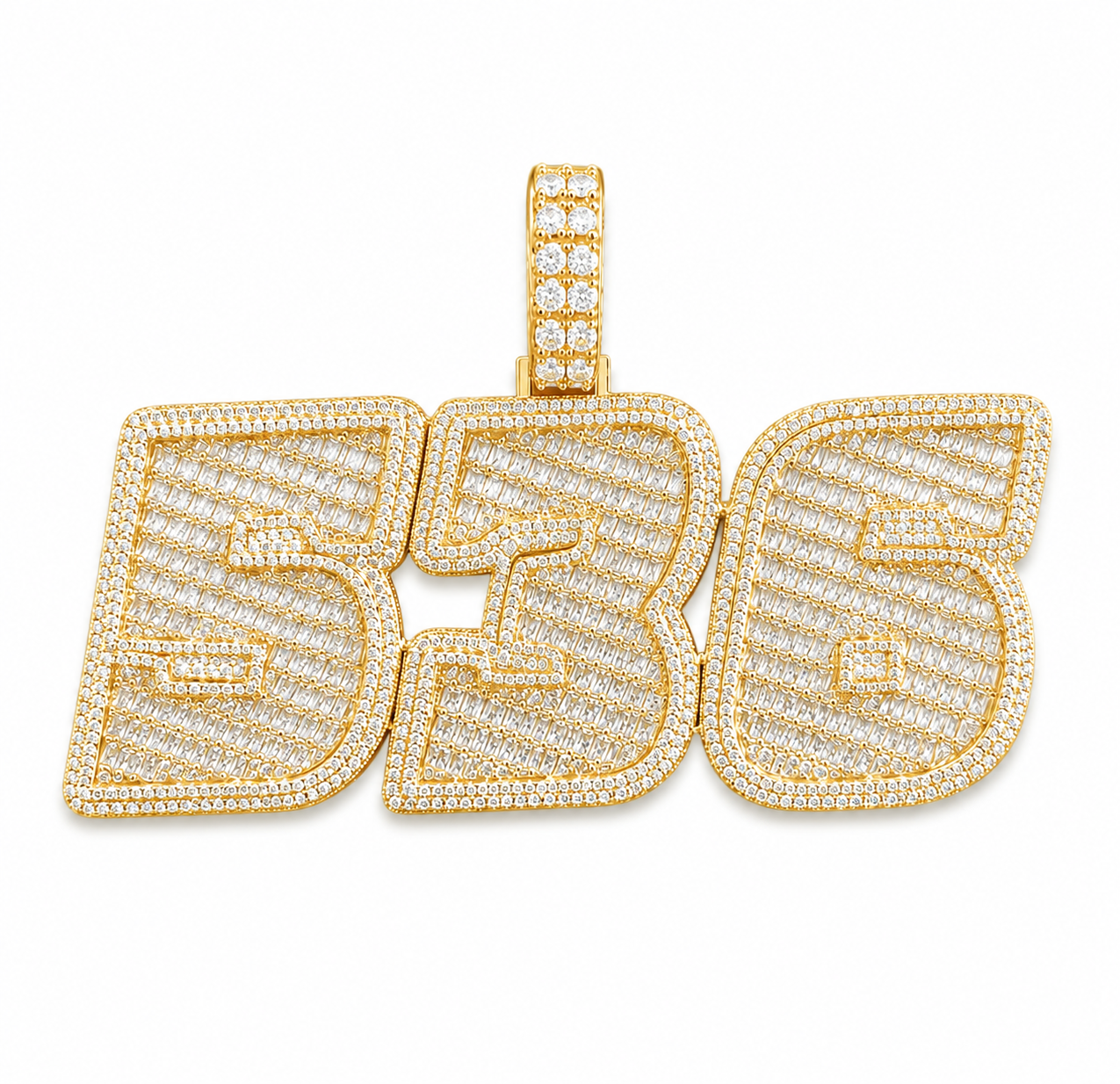 FLOODED BAGUETTE CUSTOM PENDANT (ROSE, WHITE, YELLOW GOLD)
