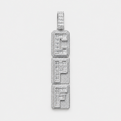 BAGUETTE/PAVE SETTING STACKED 2 LAYER CUSTOM PENDANT (ROSE, WHITE, YELLOW GOLD)