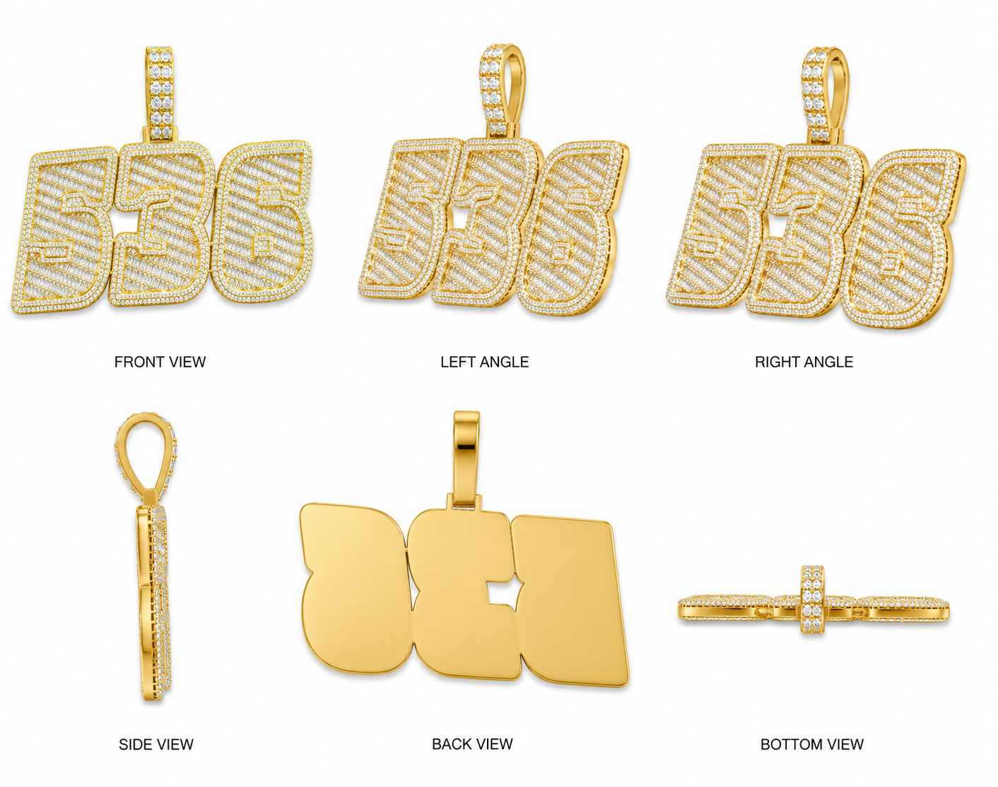 FLOODED BAGUETTE CUSTOM PENDANT (ROSE, WHITE, YELLOW GOLD)