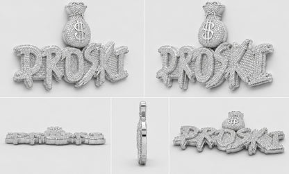 2 LAYER MONEY BAG CUSTOM PENDANT – ROSE, WHITE, YELLOW GOLD
