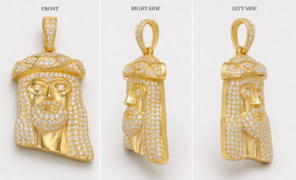 VVS1 PAVE SETTING JESUS PENDANT - ROSE, WHITE, YELLOW GOLD