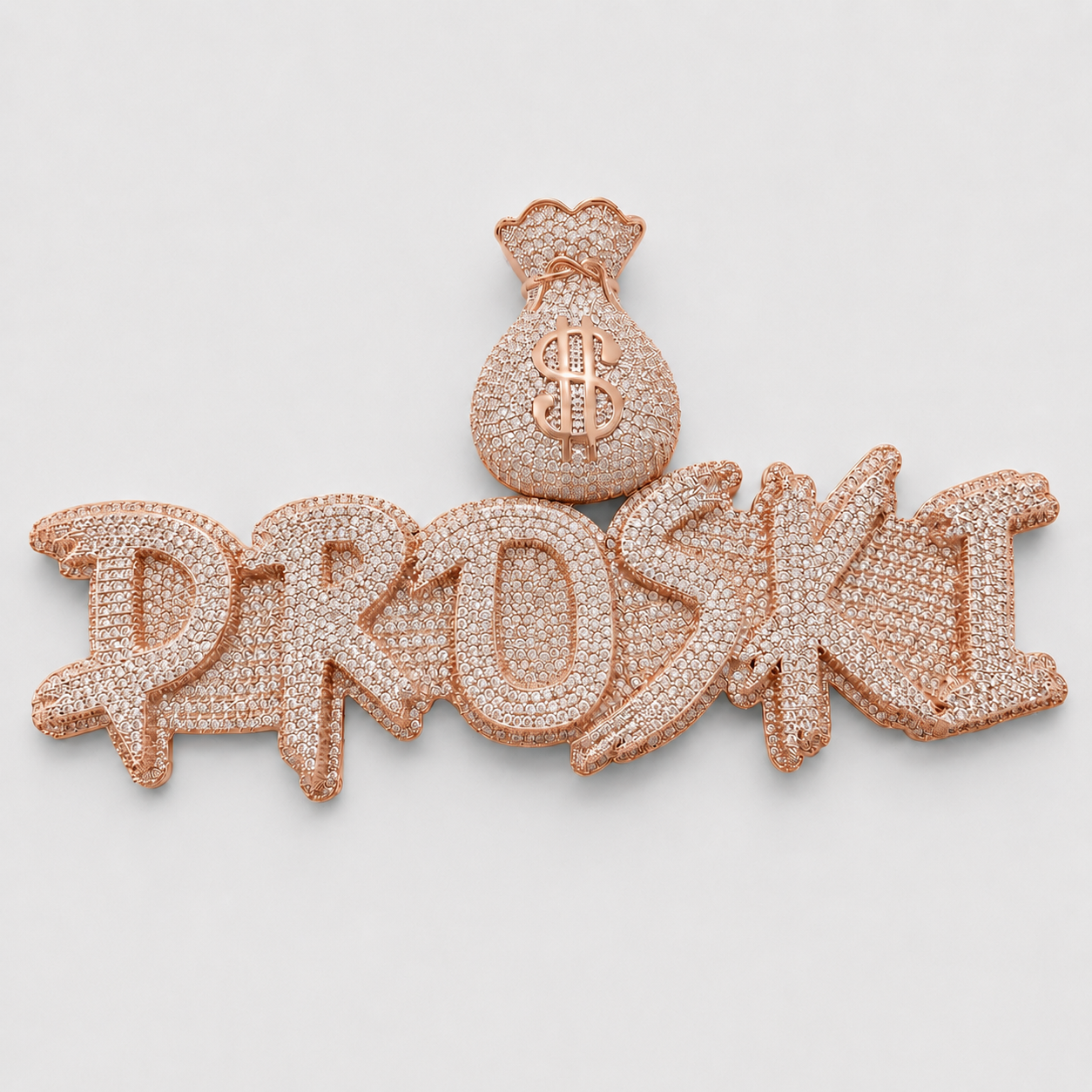 2 LAYER MONEY BAG CUSTOM PENDANT – ROSE, WHITE, YELLOW GOLD