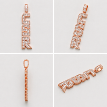 FULLY FLOODED ICED CUSTOM STACK PENDANT (ROSE, WHITE, YELLOW GOLD)