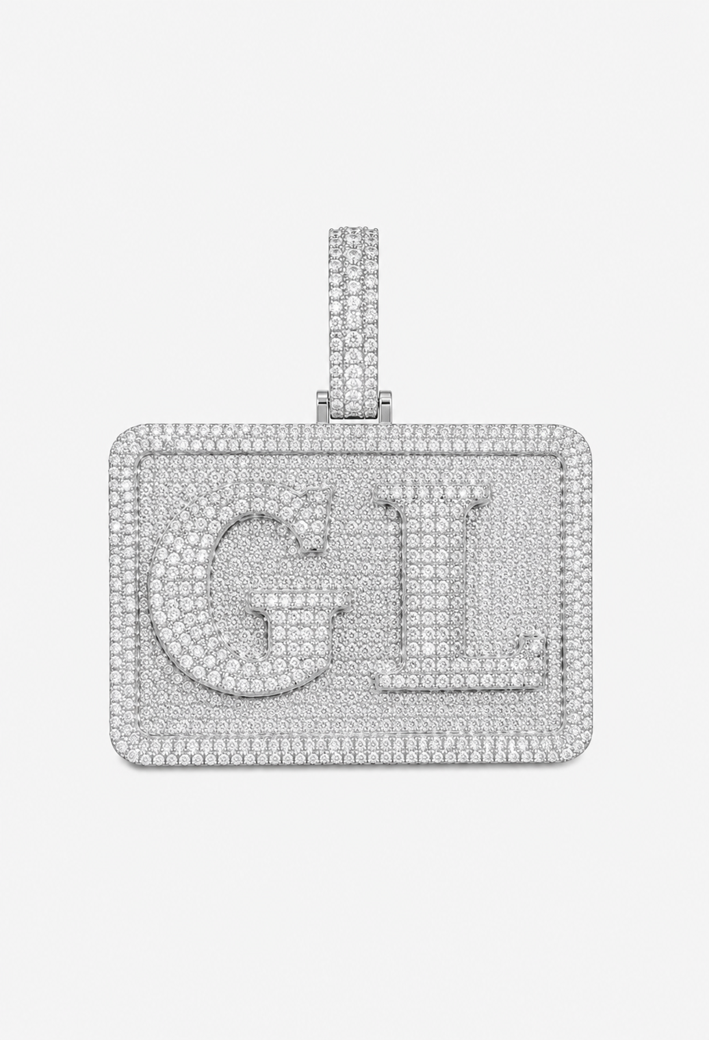 ICED CUSTOM NAMEPLATE PENDANT (WHITE GOLD/YELLOW GOLD)