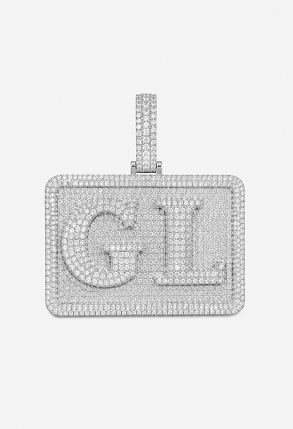 ICED CUSTOM NAMEPLATE PENDANT (WHITE GOLD/YELLOW GOLD)