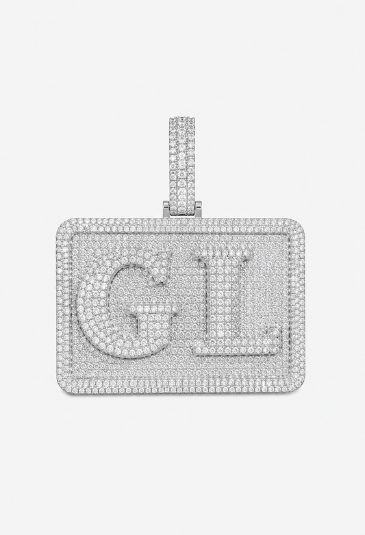 ICED CUSTOM NAMEPLATE PENDANT (WHITE GOLD/YELLOW GOLD)