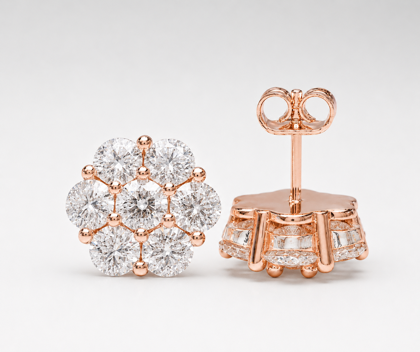 9MM HONEY COMB EARRINGS (ROSE GOLD)