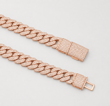 12MM VVS1 MOSAIC SETTING CUBAN – ROSE GOLD