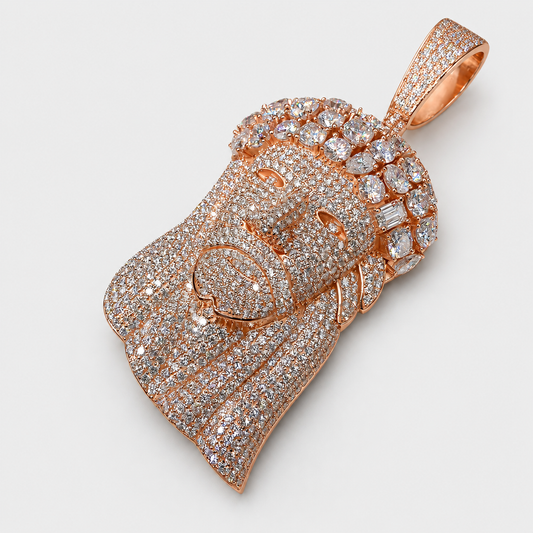 VVS1 3 CUT FULLY FLOODED JESUS PENDANT – ROSE GOLD