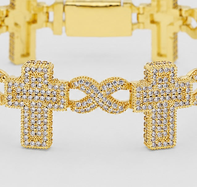 INFINITY CROSS LINK BRACELET - YELLOW GOLD