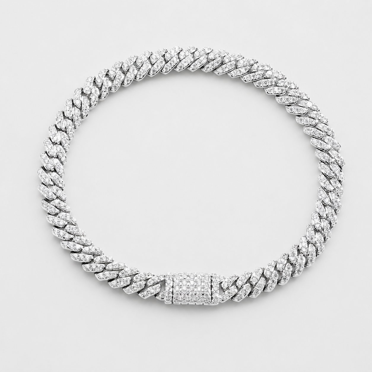 6MM MOON ROCK SETTING CUBAN BRACELET – WHITE GOLD