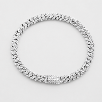 6MM MOON ROCK SETTING CUBAN BRACELET – WHITE GOLD