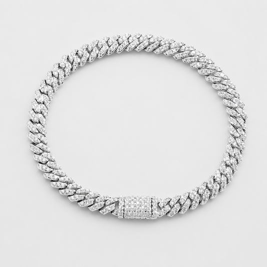 6MM MOON ROCK SETTING CUBAN BRACELET – WHITE GOLD