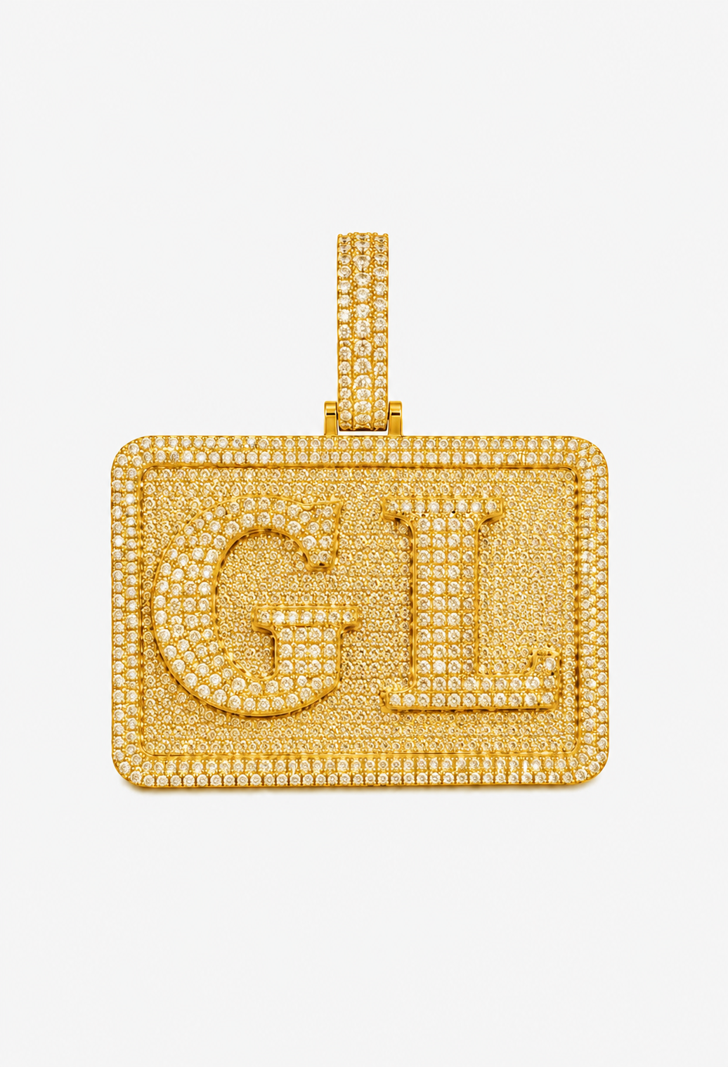 ICED CUSTOM NAMEPLATE PENDANT (WHITE GOLD/YELLOW GOLD)
