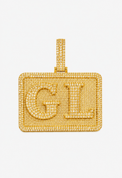 ICED CUSTOM NAMEPLATE PENDANT (WHITE GOLD/YELLOW GOLD)