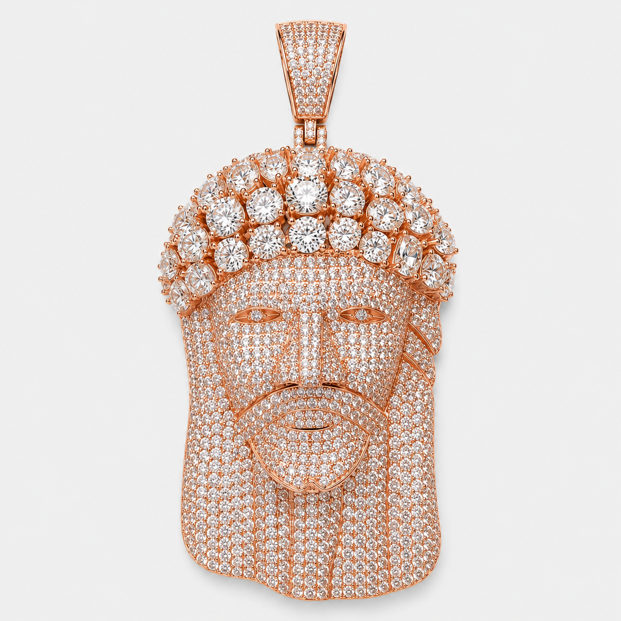 VVS1 3 CUT FULLY FLOODED JESUS PENDANT – ROSE GOLD
