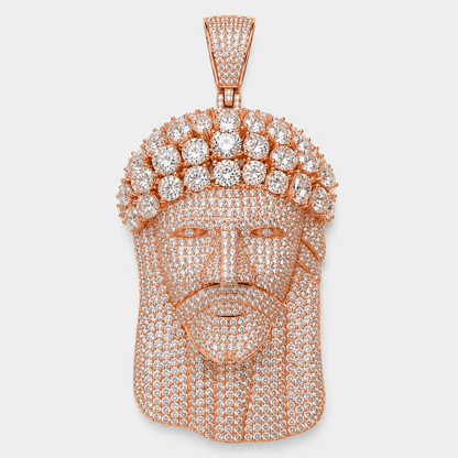 VVS1 3 CUT FULLY FLOODED JESUS PENDANT – ROSE GOLD